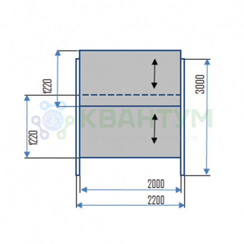 Колонная доска  с 2-мя досками. Размер доски: 2500 х 1220 мм; Ширина системы 2700 мм